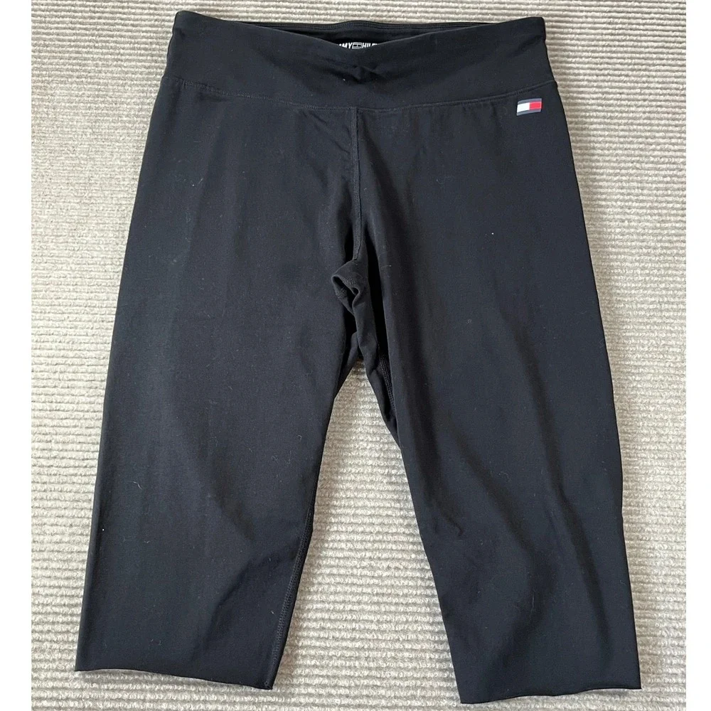 Tommy Hilfiger Sport Womens Black Cropped Leggings Capri Yoga Pants Size L